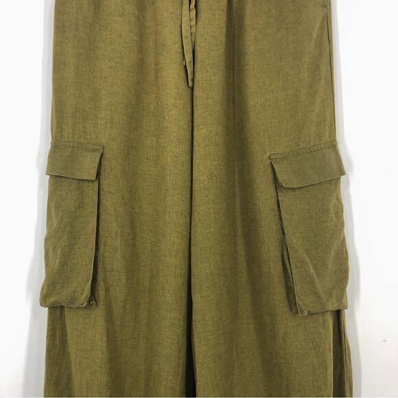 Nicole Miller Linen Blend Baggy Pant Drawstring Lagenlook Boho Size Small Green - Picture 4 of 16